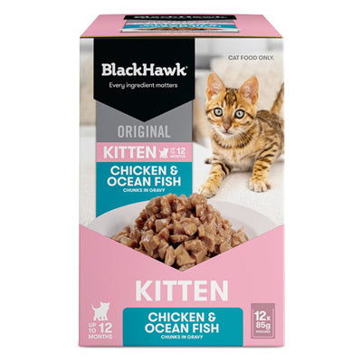 Black Hawk Chicken And Ocean Fish Kitten Wet Food 85g