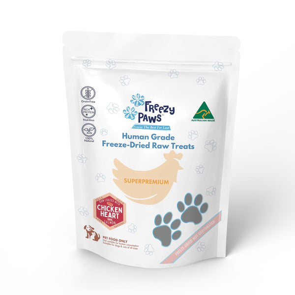 Freezy Paws Freeze Dried Chicken Heart & Salmon Pet Treats for Cats & Dogs