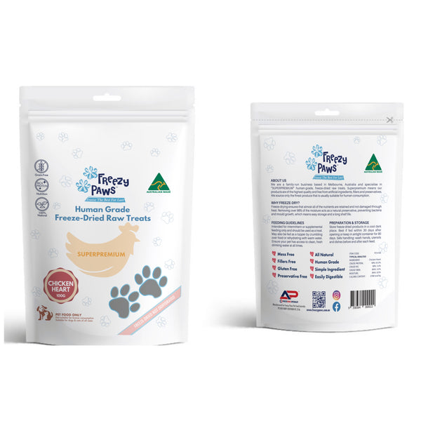 Freezy Paws Freeze Dried Chicken Heart Pet Treats for Cats & Dogs