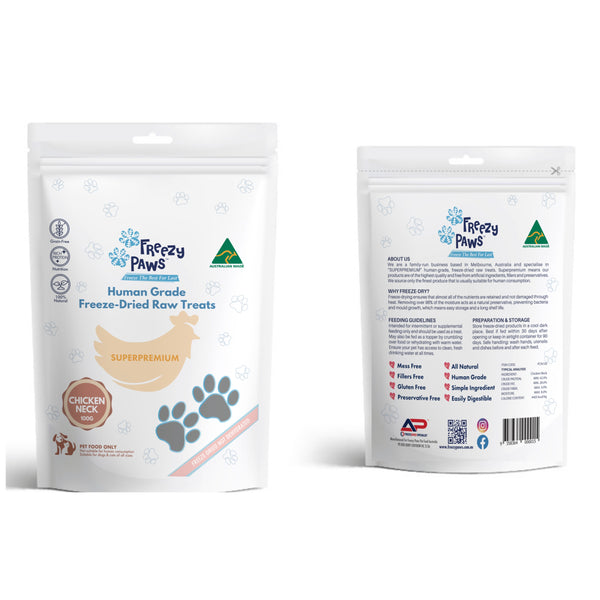 Freezy Paws Freeze Dried Chicken Neck Pet Treats for Cats & Dogs
